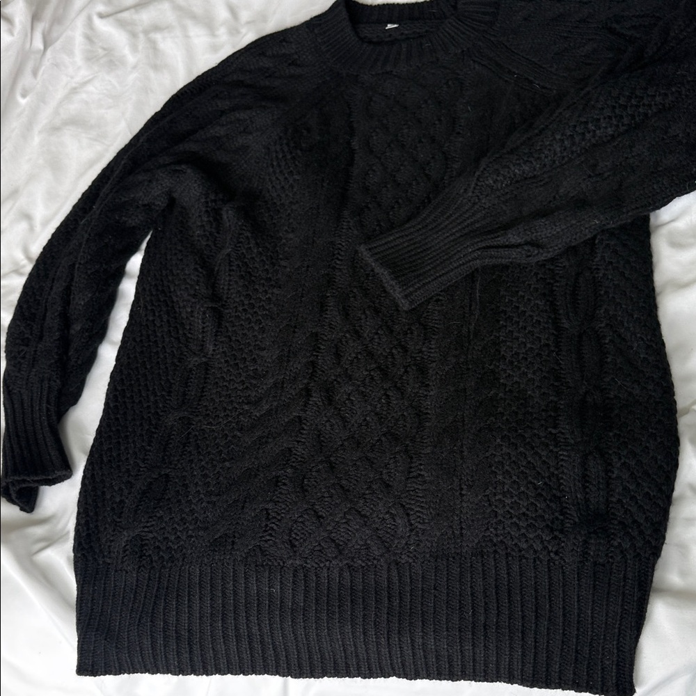 Classic Black Cable Knit Sweater